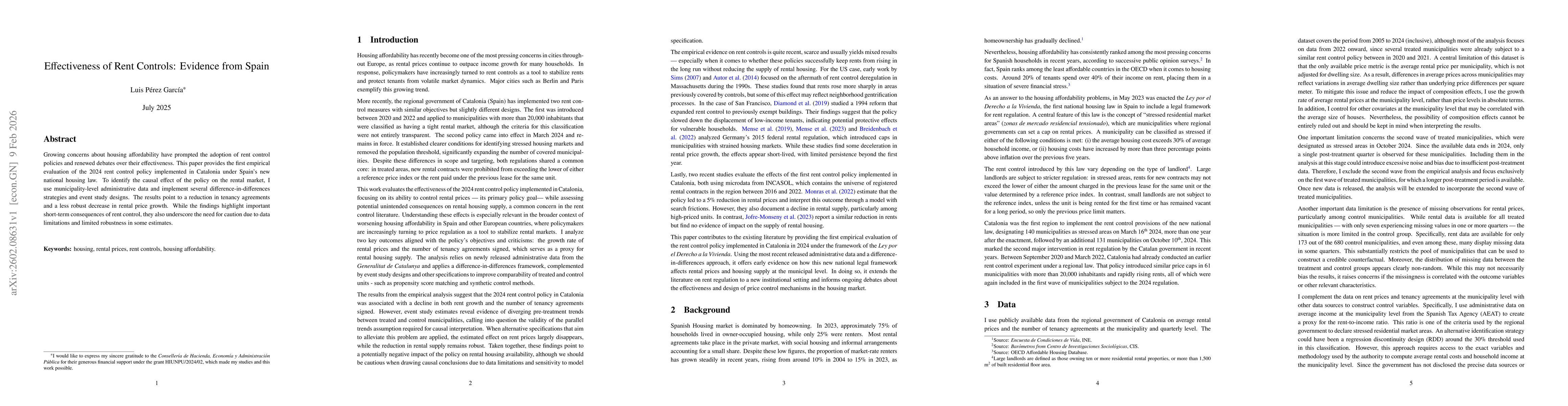 Thumbnail for Effectiveness of Rent Controls: Evidence from Spain