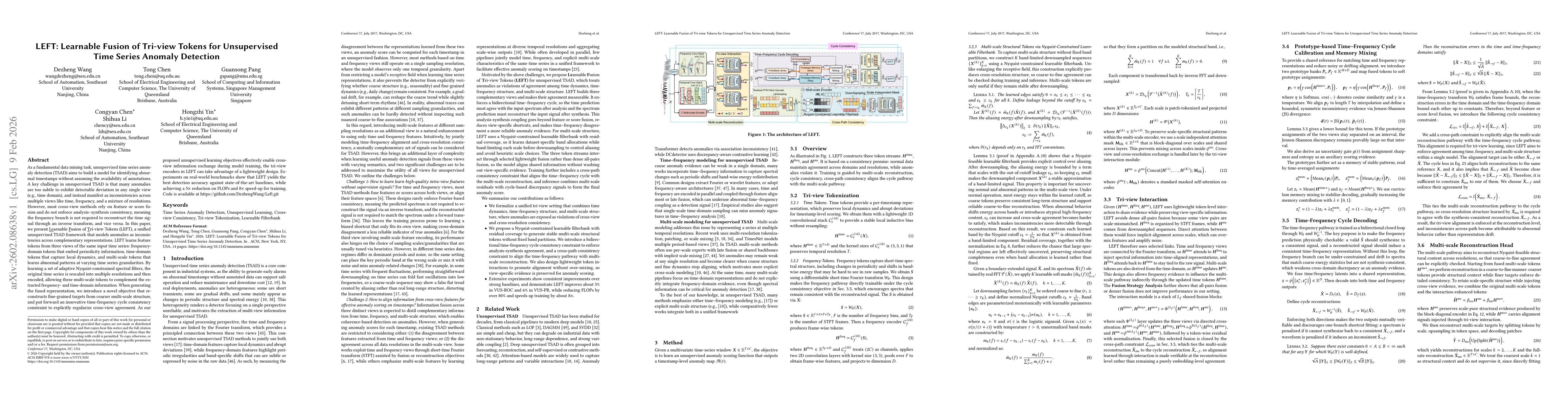 Thumbnail for LEFT: Learnable Fusion of Tri-view Tokens for Unsupervised Time Series Anomaly Detection