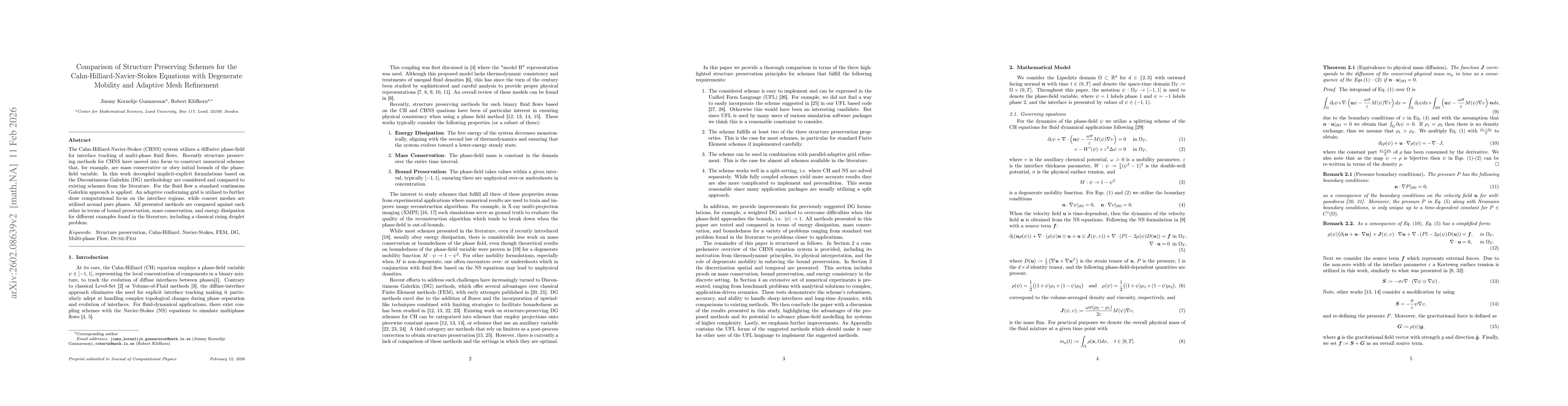 Thumbnail for Comparison of Structure Preserving Schemes for the Cahn-Hilliard-Navier-Stokes Equations with Degenerate Mobility and Adaptive Mesh Refinement