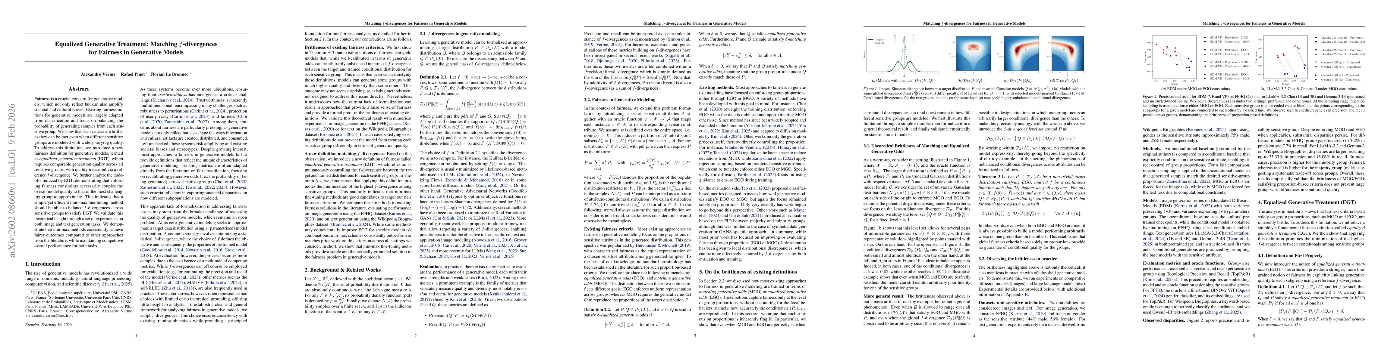 Thumbnail for Equalized Generative Treatment: Matching f-divergences for Fairness in Generative Models