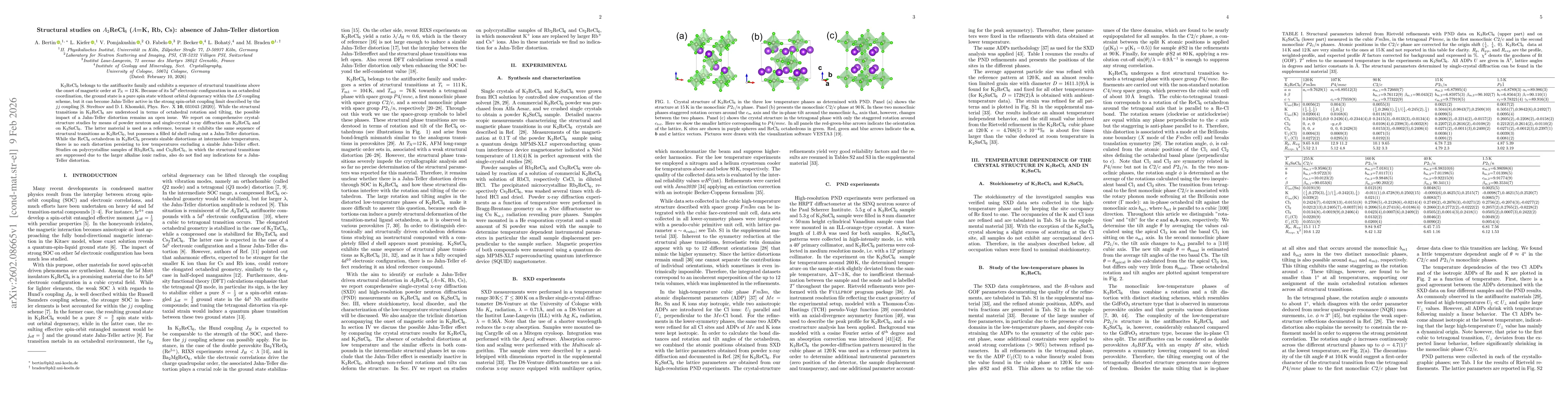 Thumbnail for Structural studies on $A_2$ReCl$_6$ ($A$=K, Rb, Cs): absence of Jahn-Teller distortion