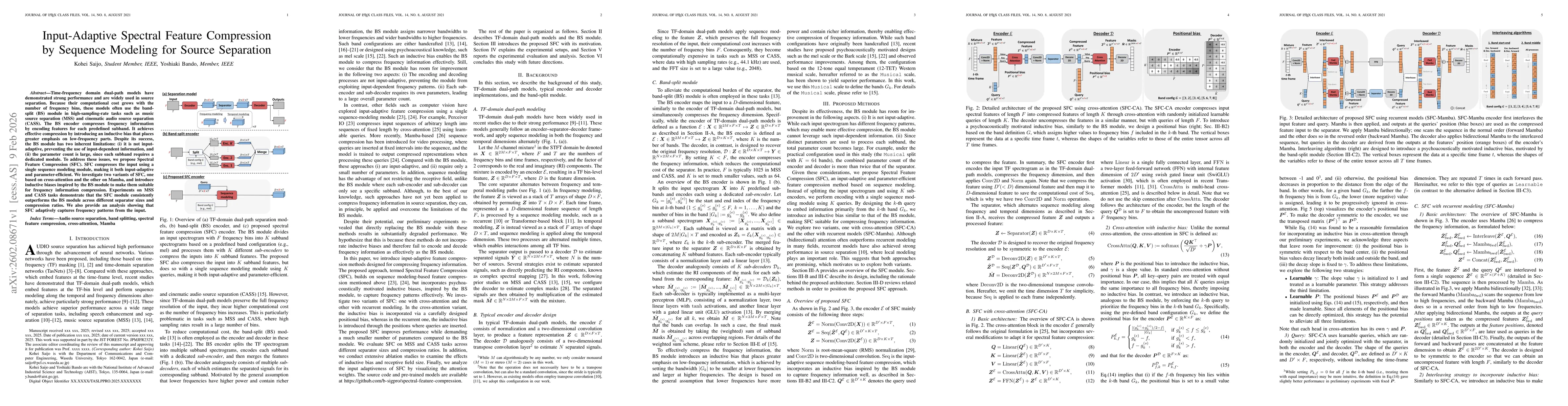 Thumbnail for Input-Adaptive Spectral Feature Compression by Sequence Modeling for Source Separation