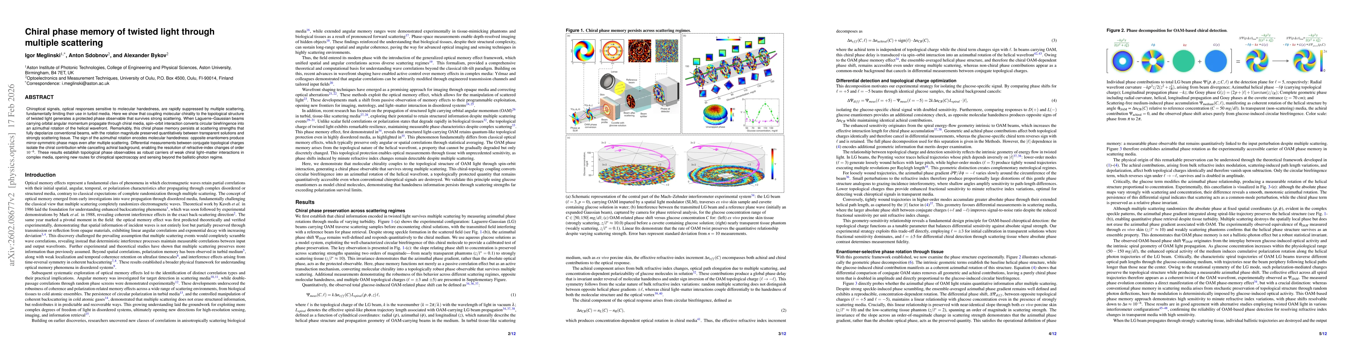 Thumbnail for Chiral phase memory of twisted light through multiple scattering