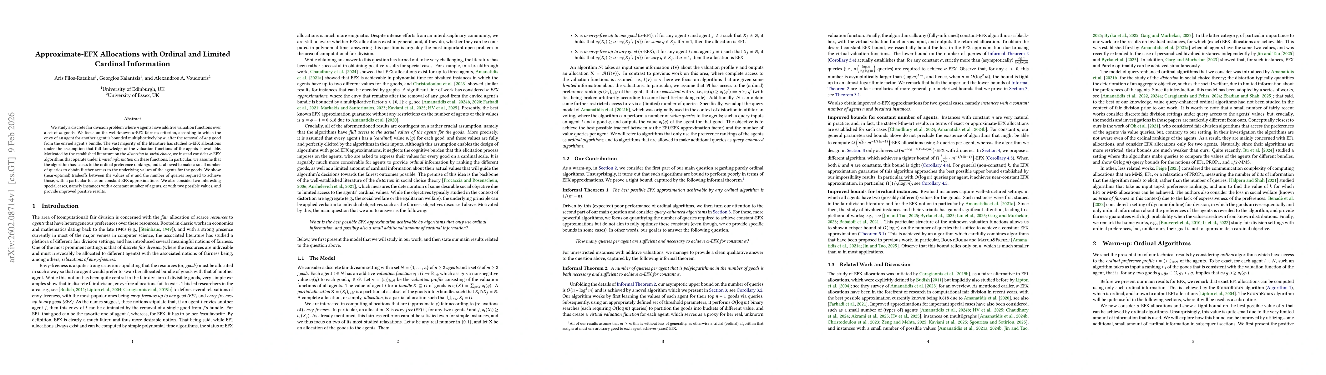 Thumbnail for Approximate-EFX Allocations with Ordinal and Limited Cardinal Information