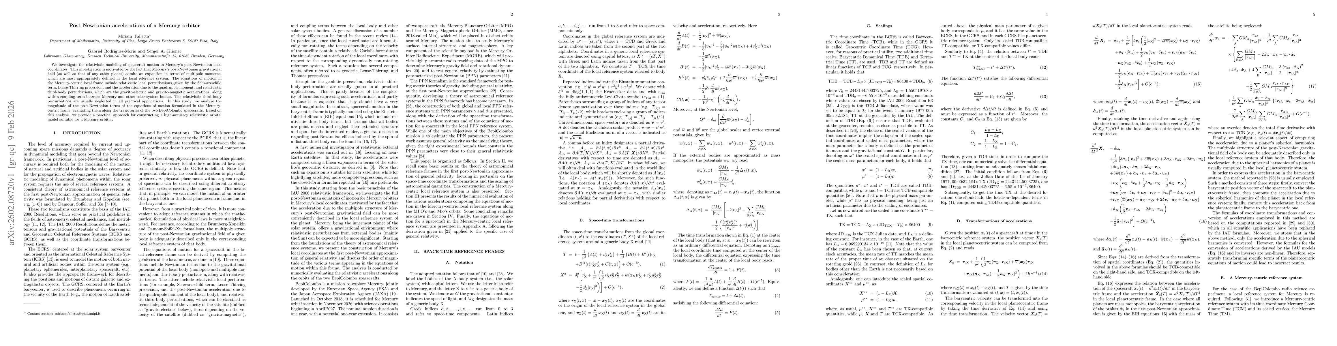 Thumbnail for Post-Newtonian accelerations of a Mercury orbiter