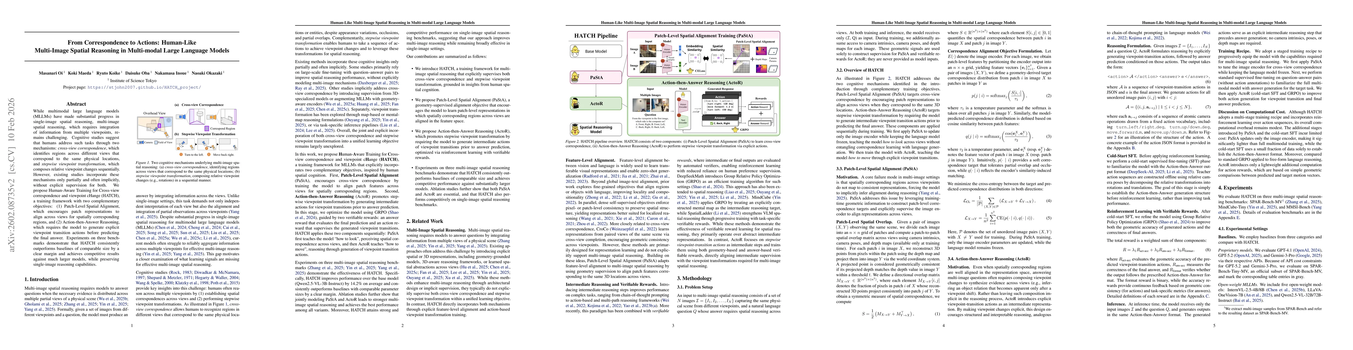 Thumbnail for From Correspondence to Actions: Human-Like Multi-Image Spatial Reasoning in Multi-modal Large Language Models
