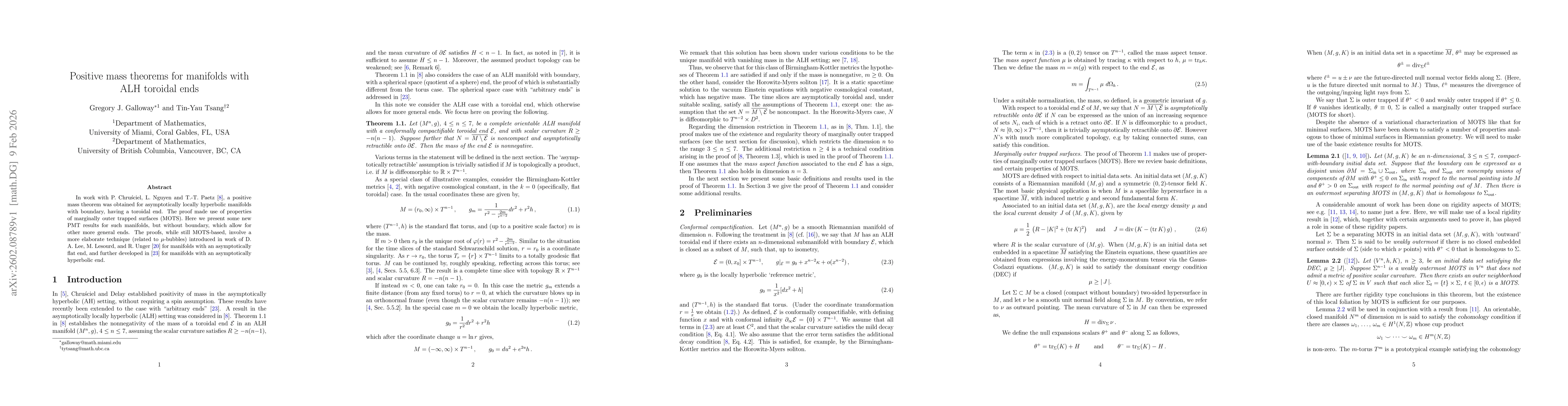 Thumbnail for Positive mass theorems for manifolds with ALH toroidal ends
