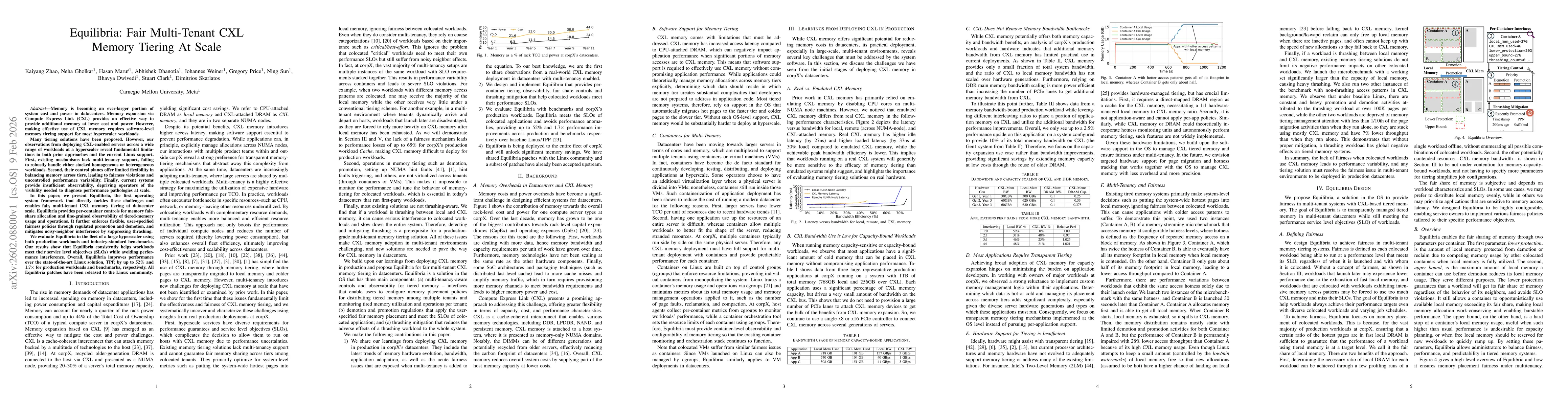 Thumbnail for Equilibria: Fair Multi-Tenant CXL Memory Tiering At Scale