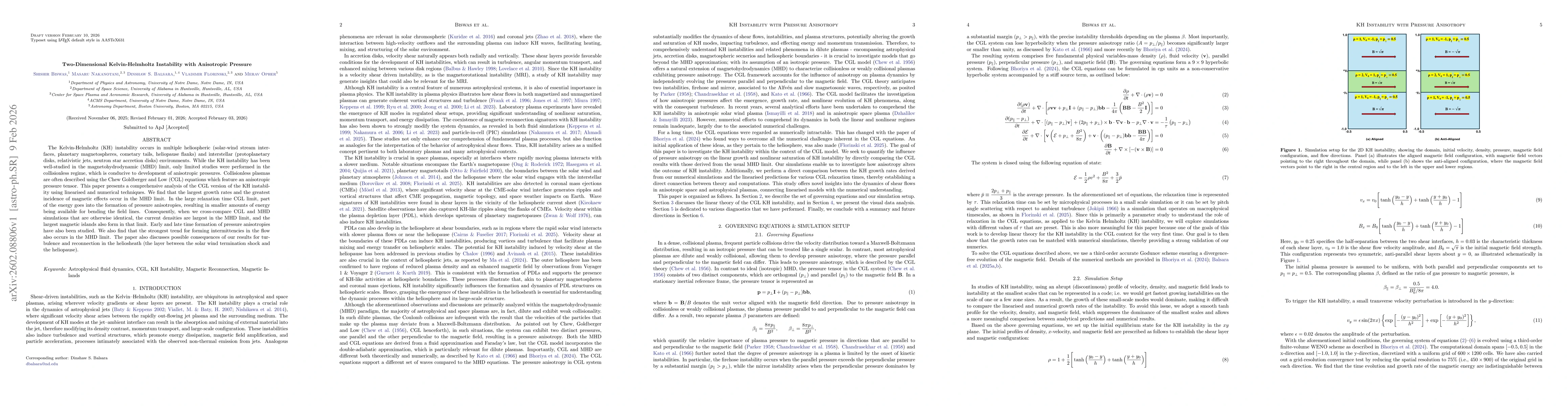 Thumbnail for Two-Dimensional Kelvin-Helmholtz Instability with Anisotropic Pressure