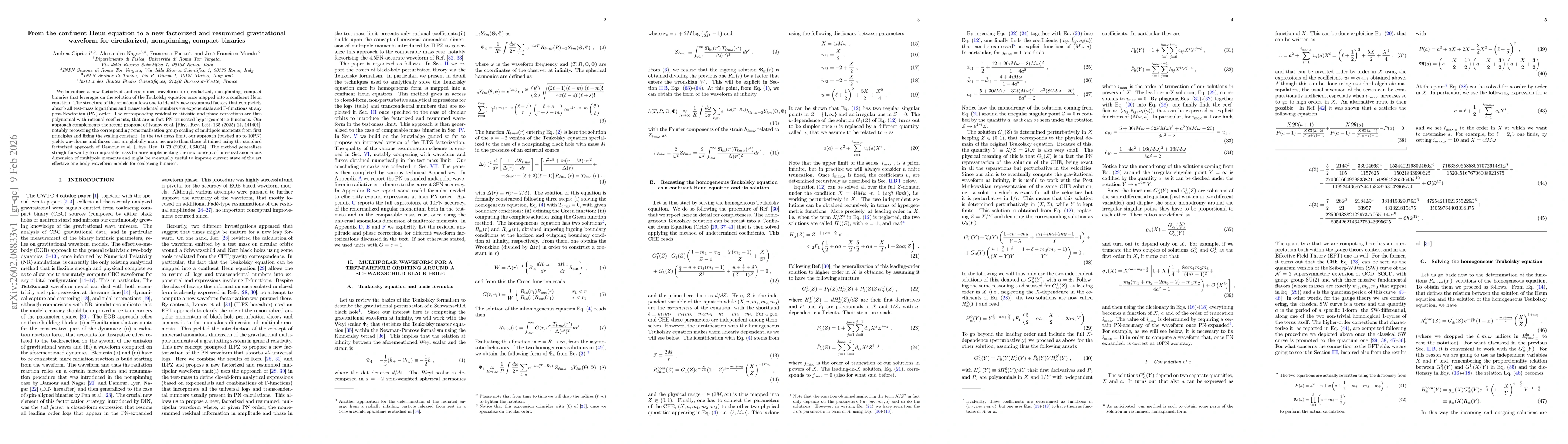 Thumbnail for From the confluent Heun equation to a new factorized and resummed gravitational waveform for circularized, nonspinning, compact binaries