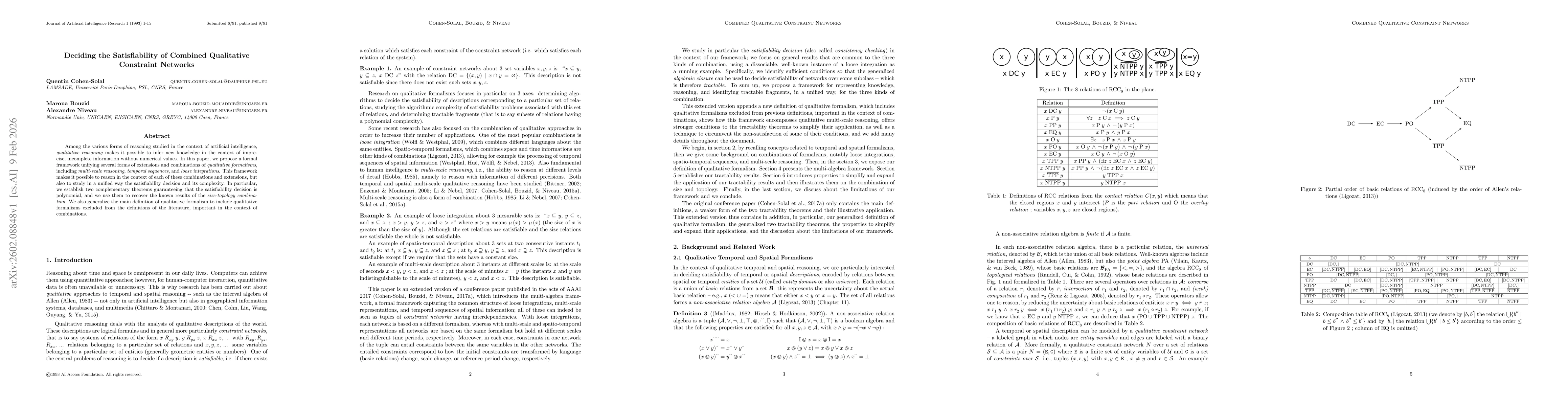 Thumbnail for Deciding the Satisfiability of Combined Qualitative Constraint Networks