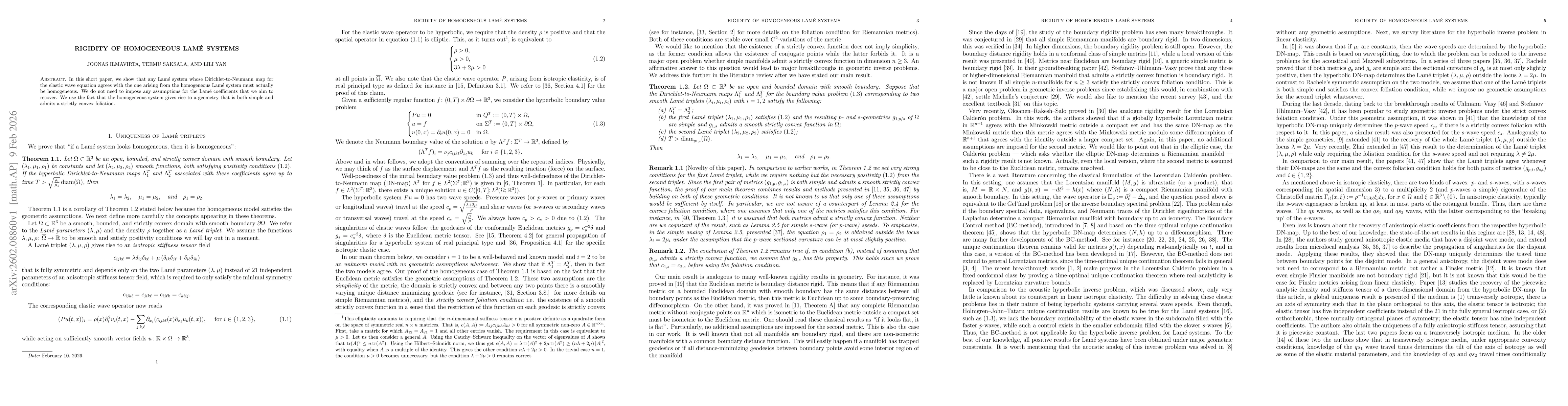 Thumbnail for Rigidity of homogeneous Lamé systems