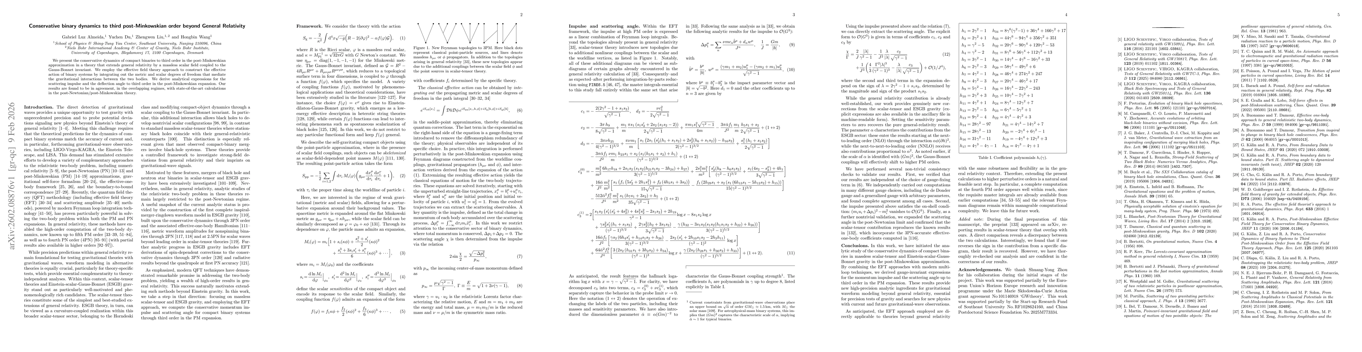 Thumbnail for Conservative binary dynamics to third post-Minkowskian order beyond General Relativity