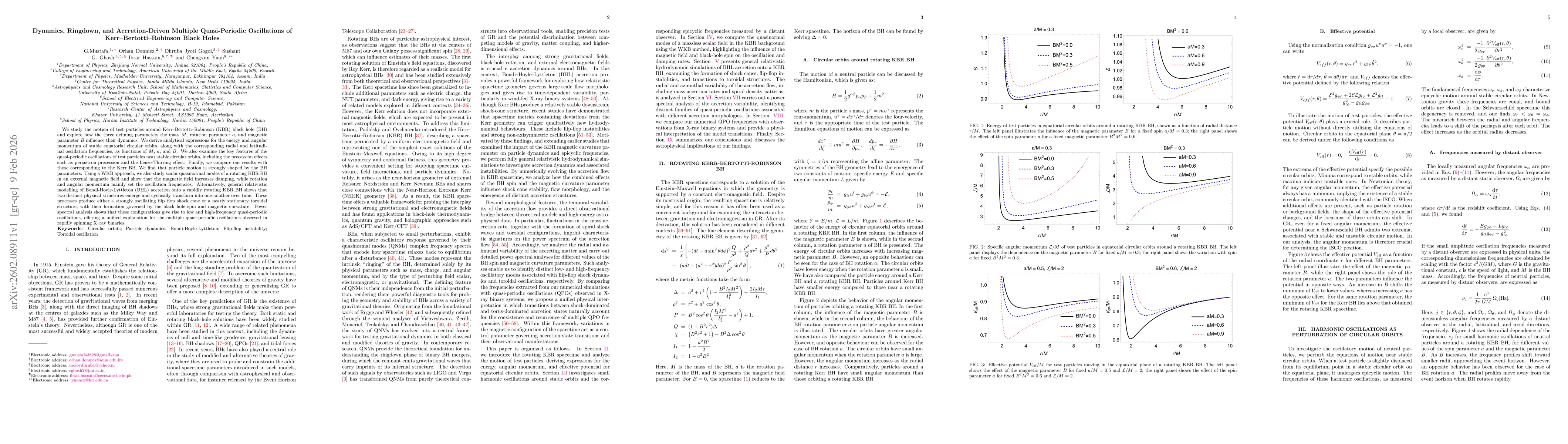 Thumbnail for Dynamics, Ringdown, and Accretion-Driven Multiple Quasi-Periodic Oscillations of Kerr-Bertotti-Robinson Black Holes