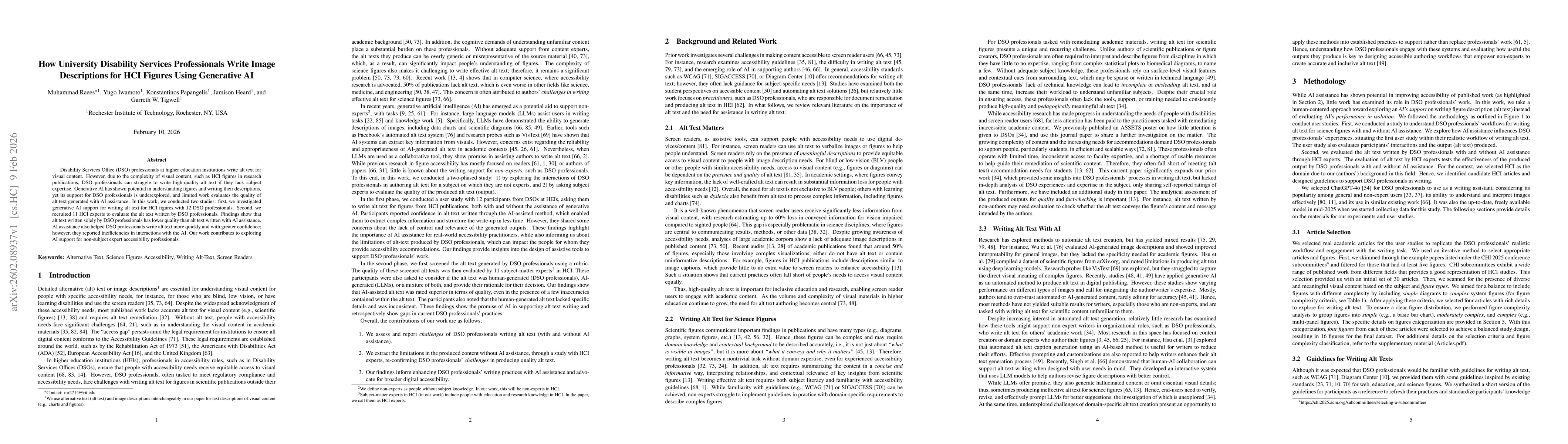 Thumbnail for How University Disability Services Professionals Write Image Descriptions for HCI Figures Using Generative AI