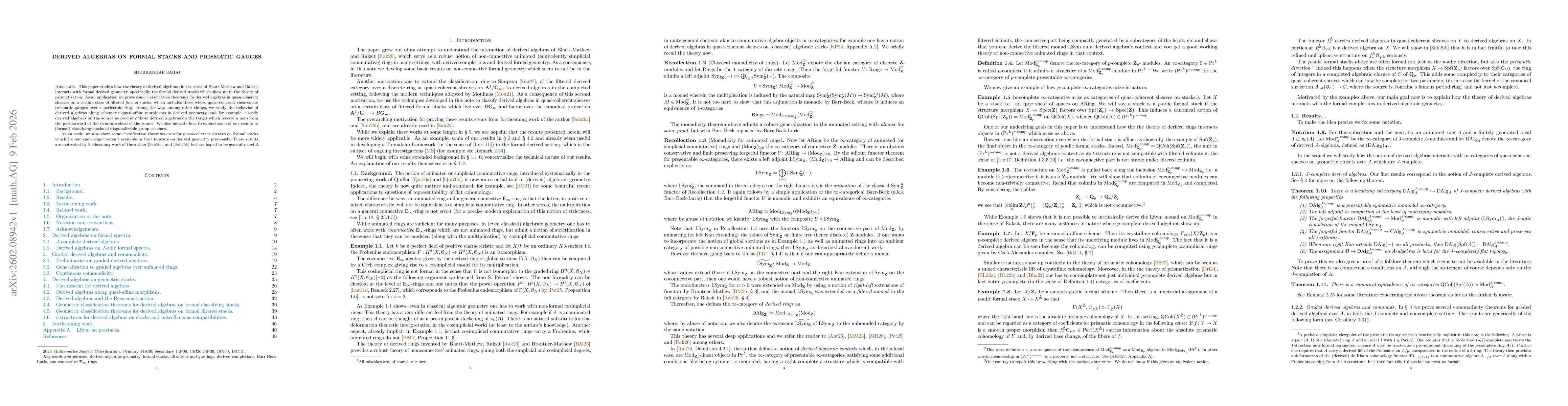 Thumbnail for Derived algebras on formal stacks and prismatic gauges