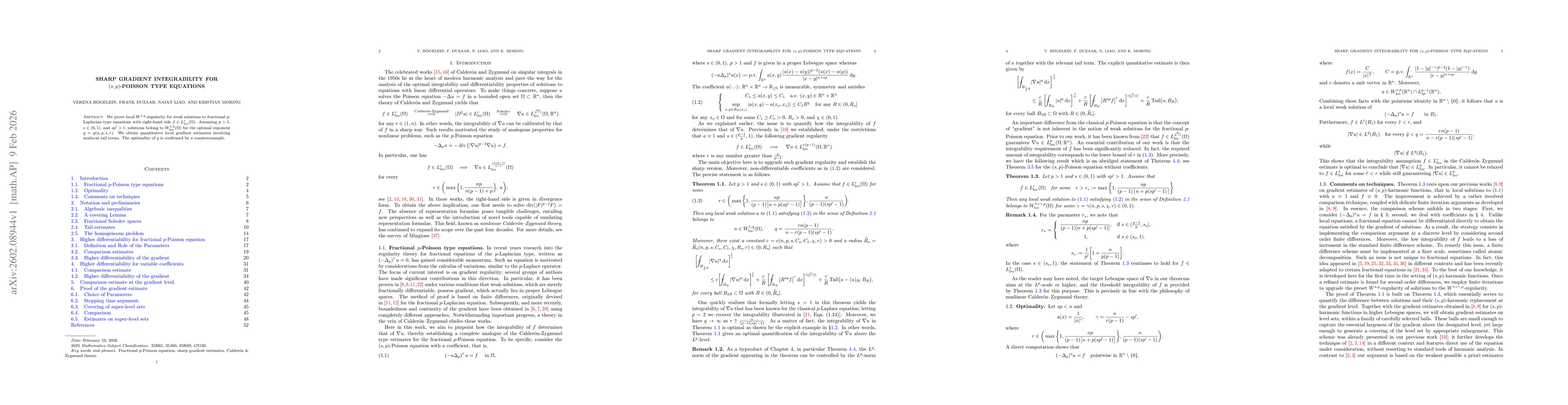 Thumbnail for Sharp gradient integrability for $(s,p)$-Poisson type equations