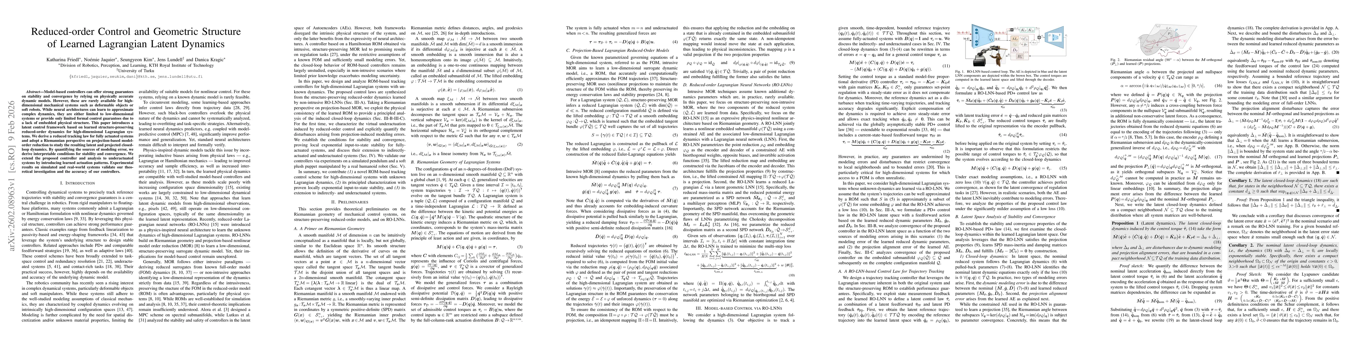 Thumbnail for Reduced-order Control and Geometric Structure of Learned Lagrangian Latent Dynamics
