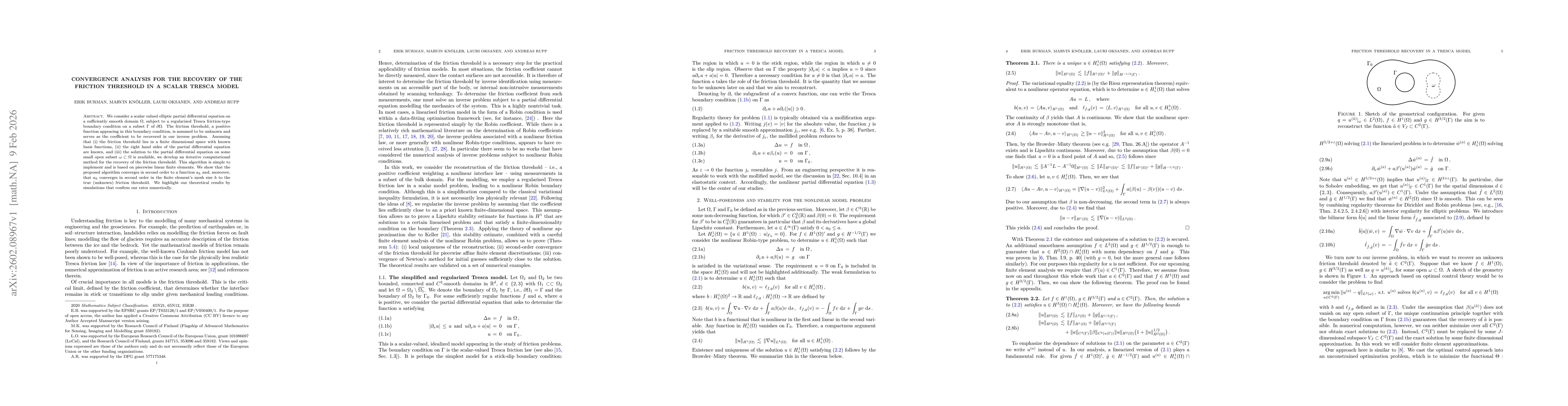 Thumbnail for Convergence Analysis for the Recovery of the Friction Threshold in a Scalar Tresca Model