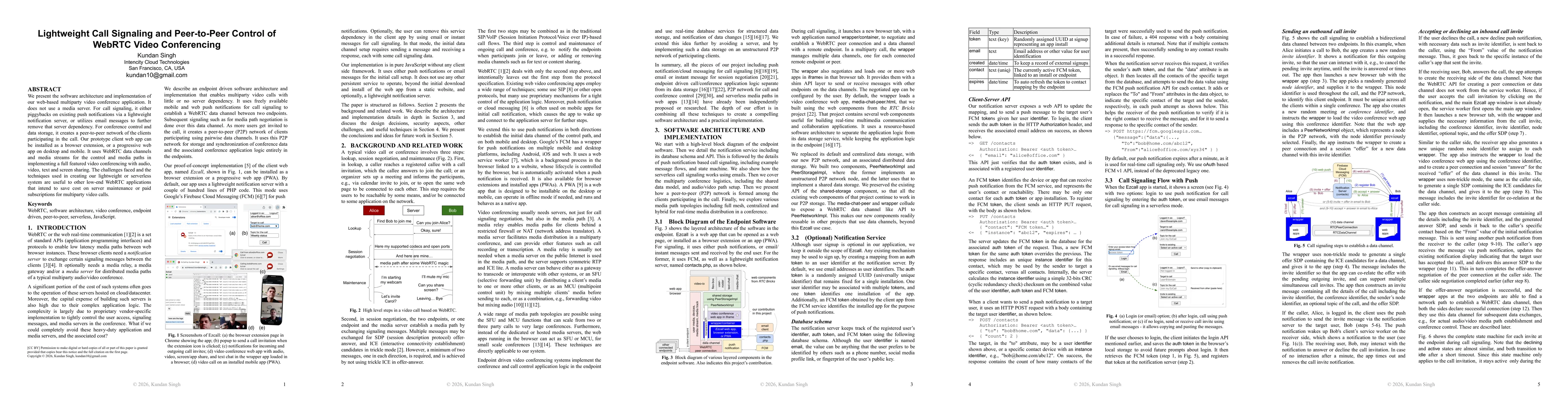 Thumbnail for Lightweight Call Signaling and Peer-to-Peer Control of WebRTC Video Conferencing