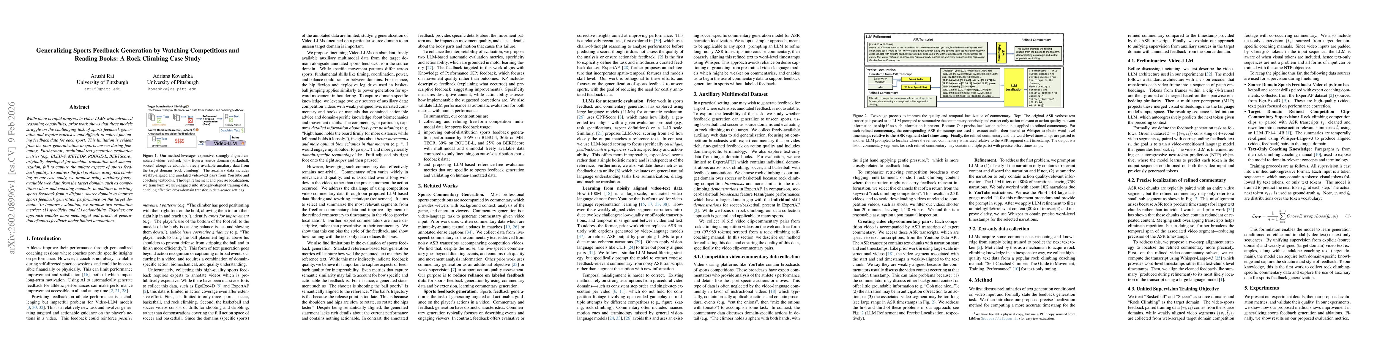 Thumbnail for Generalizing Sports Feedback Generation by Watching Competitions and Reading Books: A Rock Climbing Case Study