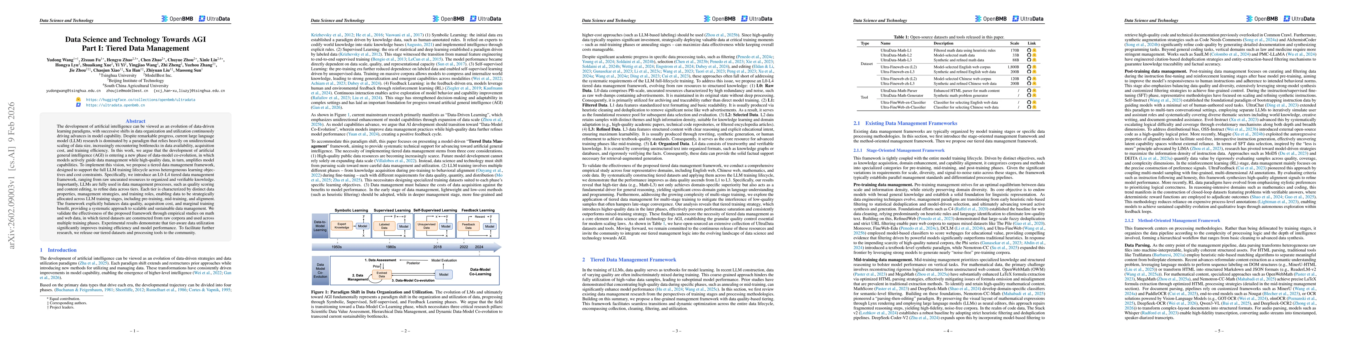 Thumbnail for Data Science and Technology Towards AGI Part I: Tiered Data Management
