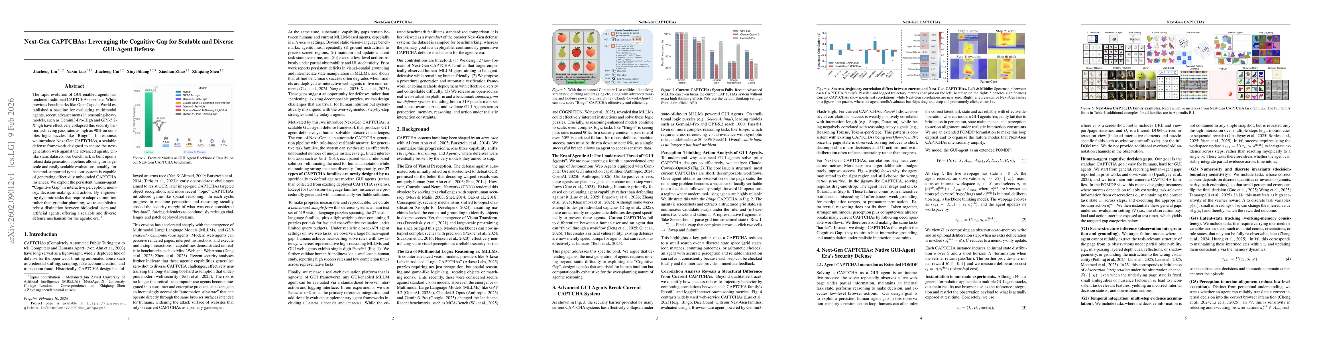 Thumbnail for Next-Gen CAPTCHAs: Leveraging the Cognitive Gap for Scalable and Diverse GUI-Agent Defense
