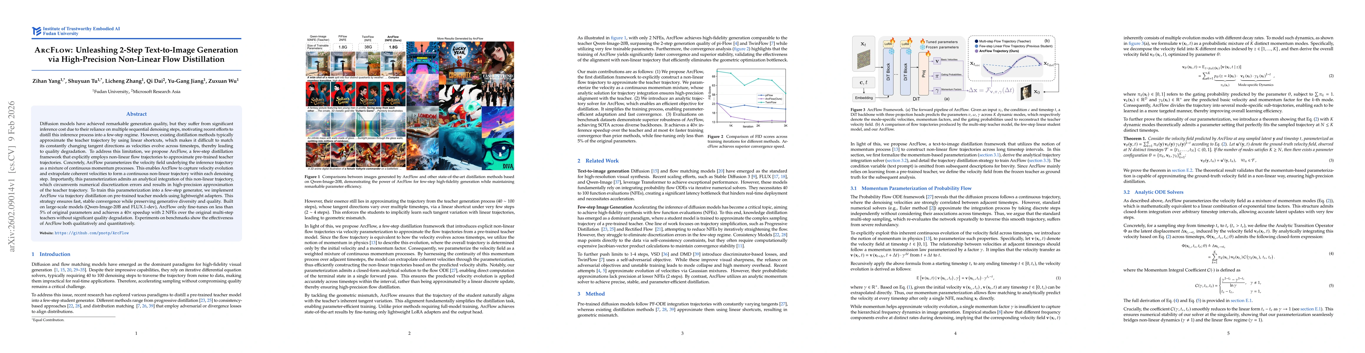 Thumbnail for ArcFlow: Unleashing 2-Step Text-to-Image Generation via High-Precision Non-Linear Flow Distillation