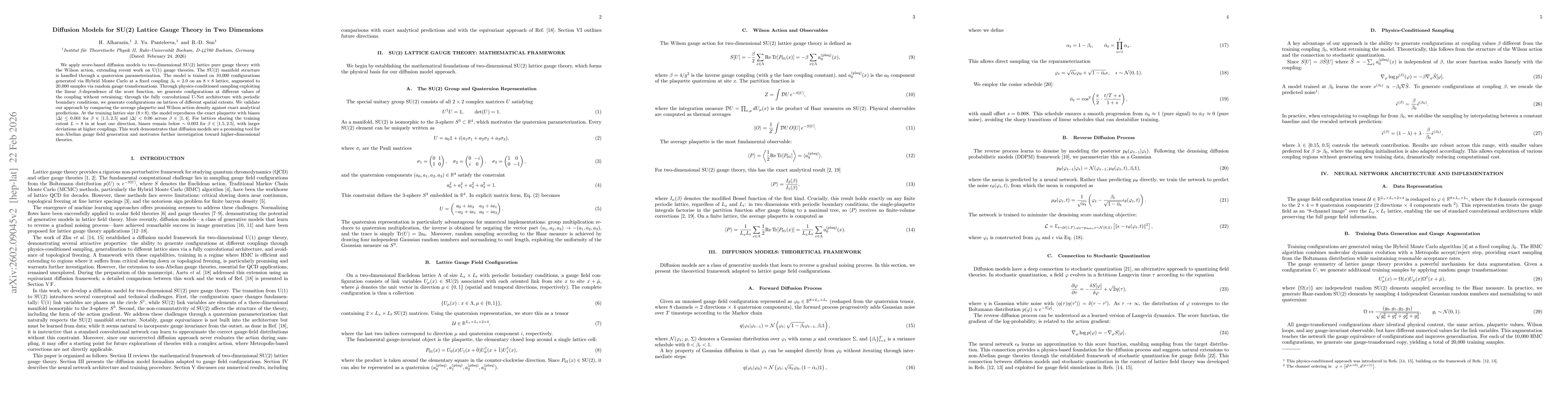 Thumbnail for Diffusion Models for SU(2) Lattice Gauge Theory in Two Dimensions