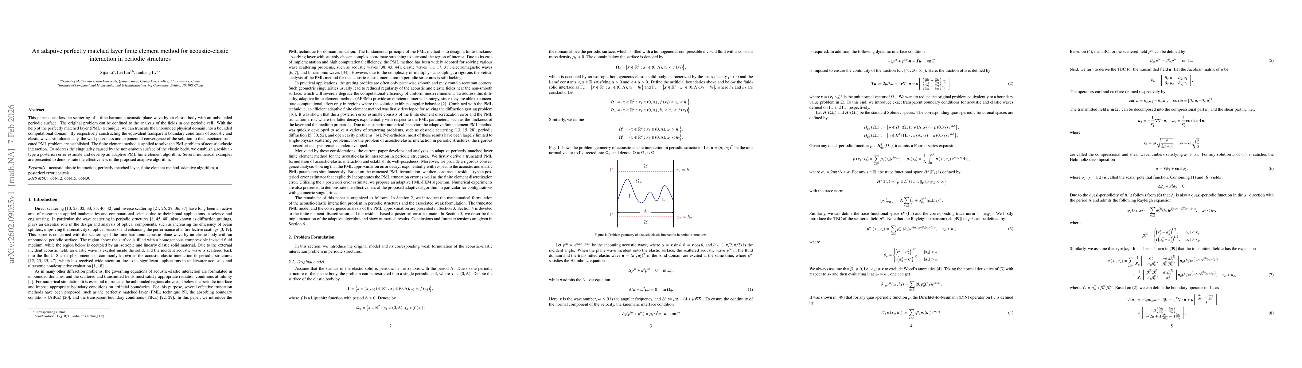 Thumbnail for An adaptive perfectly matched layer finite element method for acoustic-elastic interaction in periodic structures