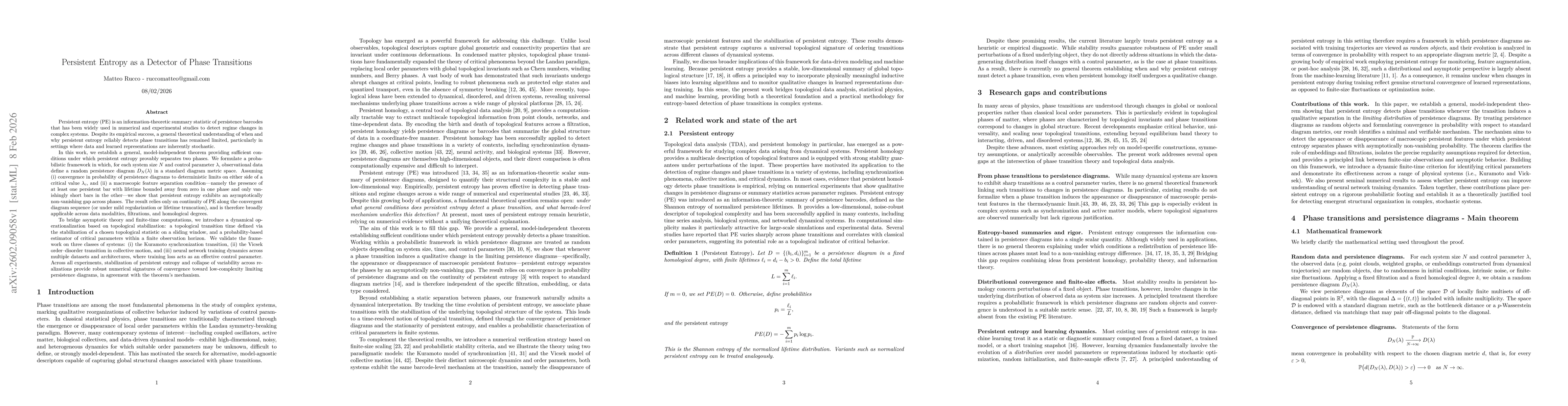 Thumbnail for Persistent Entropy as a Detector of Phase Transitions