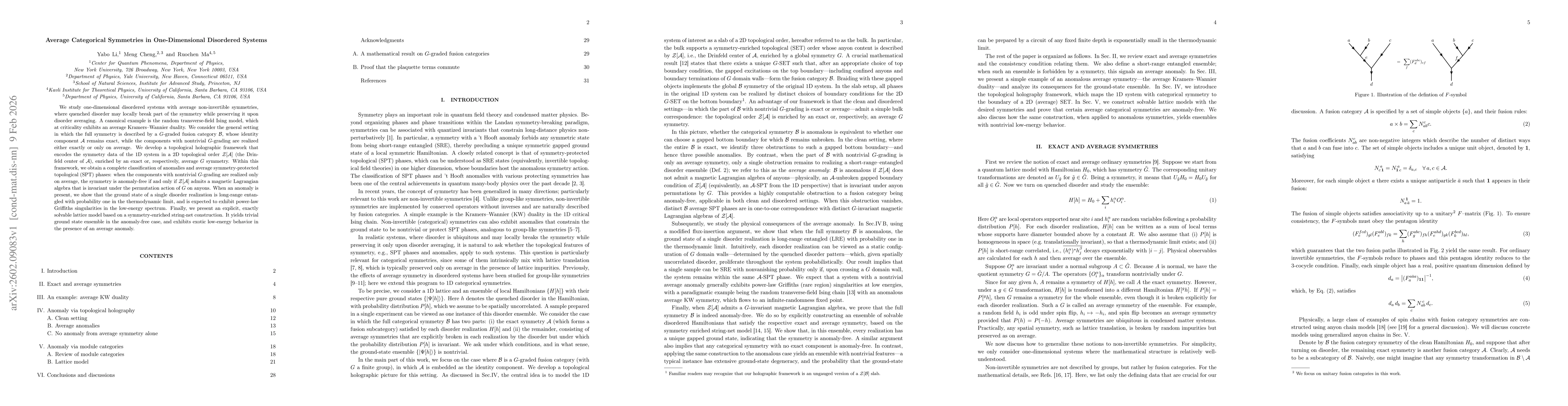 Thumbnail for Average Categorical Symmetries in One-Dimensional Disordered Systems