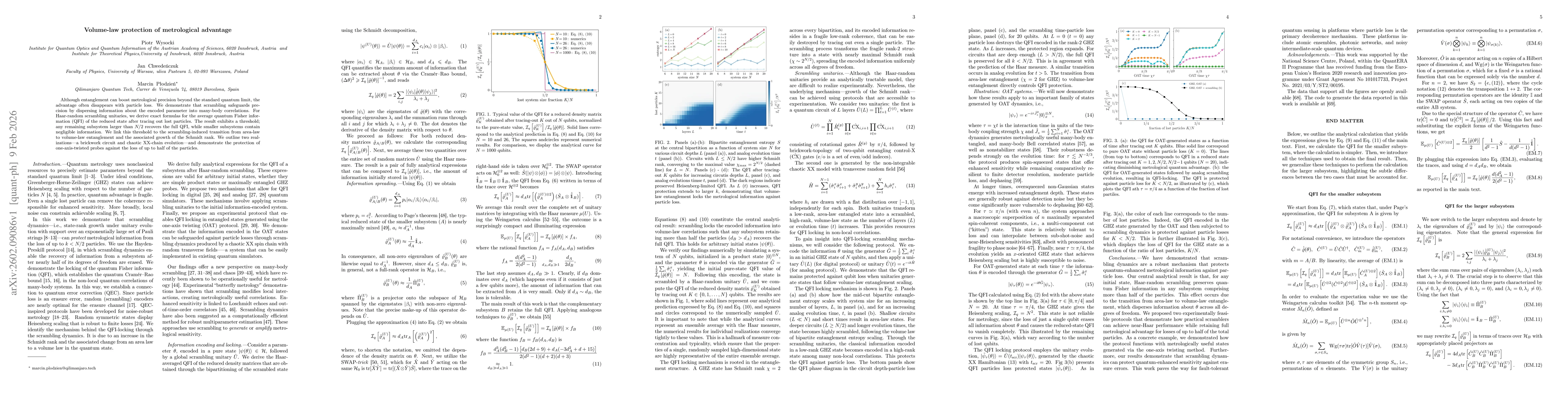 Thumbnail for Volume-law protection of metrological advantage