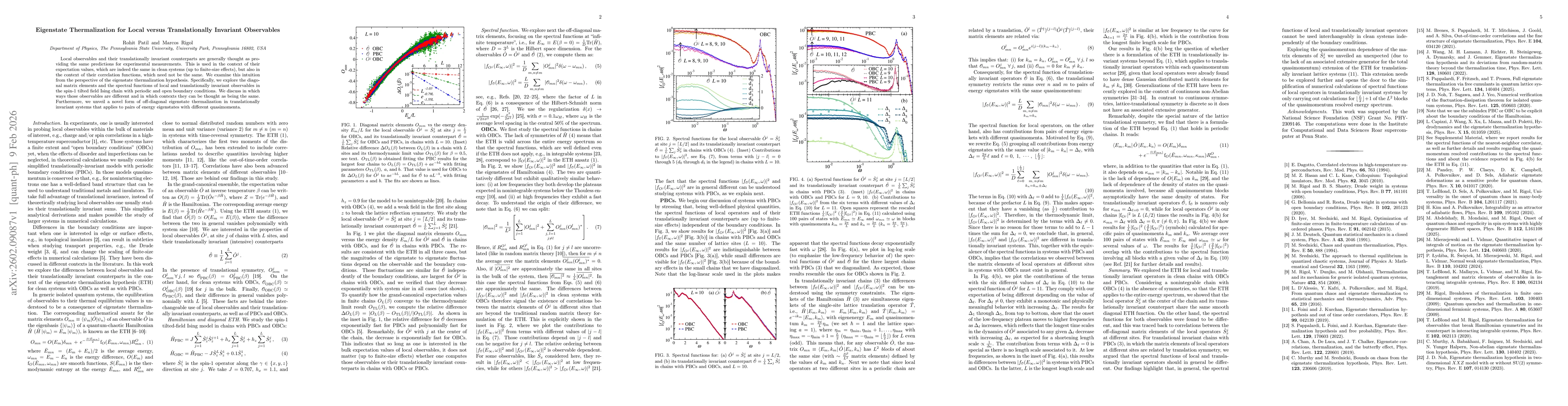 Thumbnail for Eigenstate Thermalization for Local versus Translationally Invariant Observables