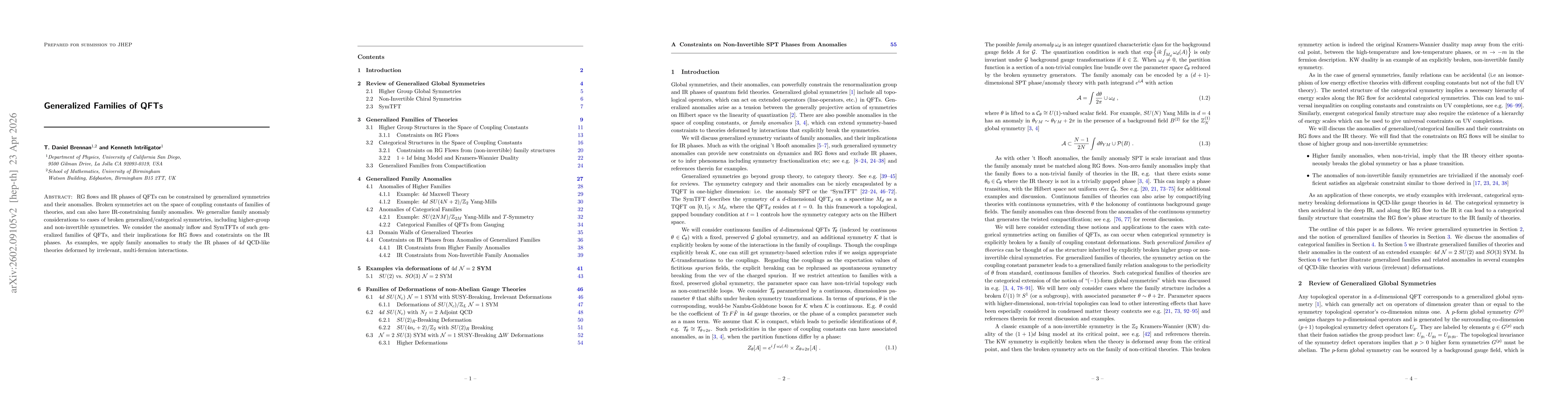 Thumbnail for Generalized Families of QFTs
