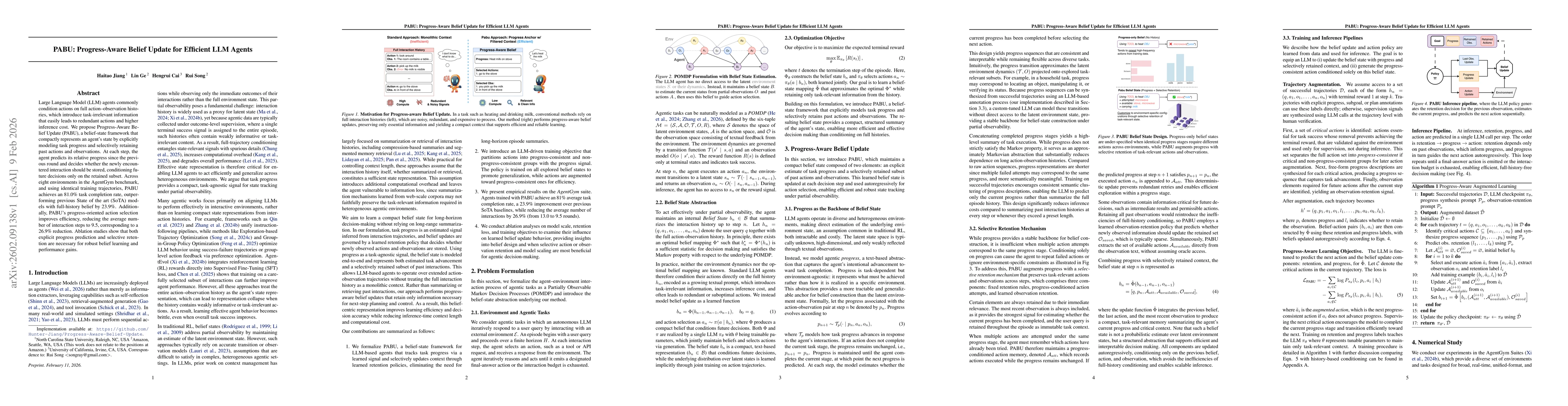 Thumbnail for PABU: Progress-Aware Belief Update for Efficient LLM Agents