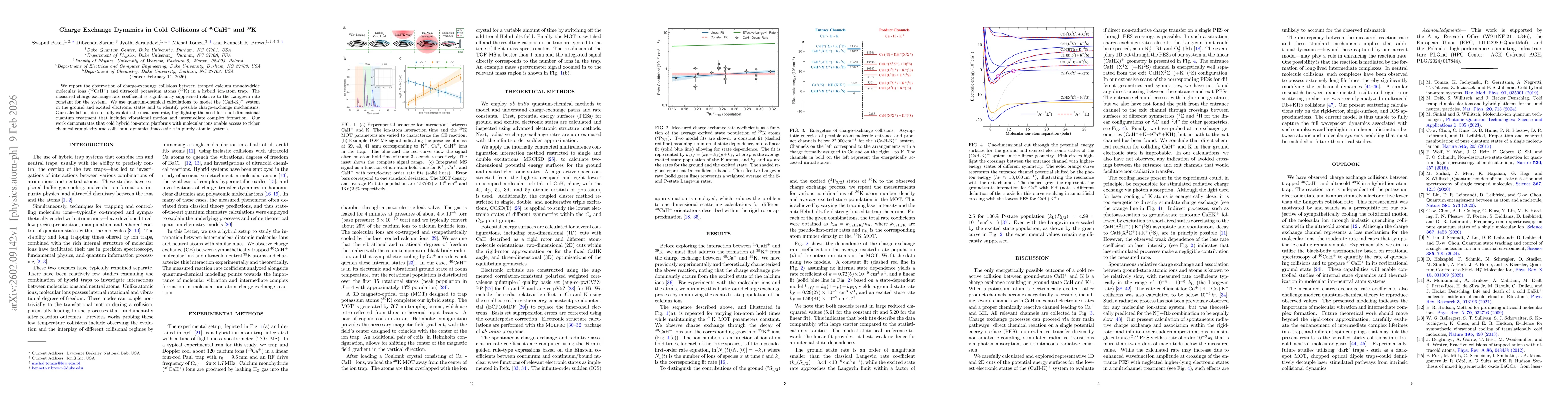 Thumbnail for Charge Exchange Dynamics in Cold Collisions of $^{40}$CaH$^+$ and $^{39}$K