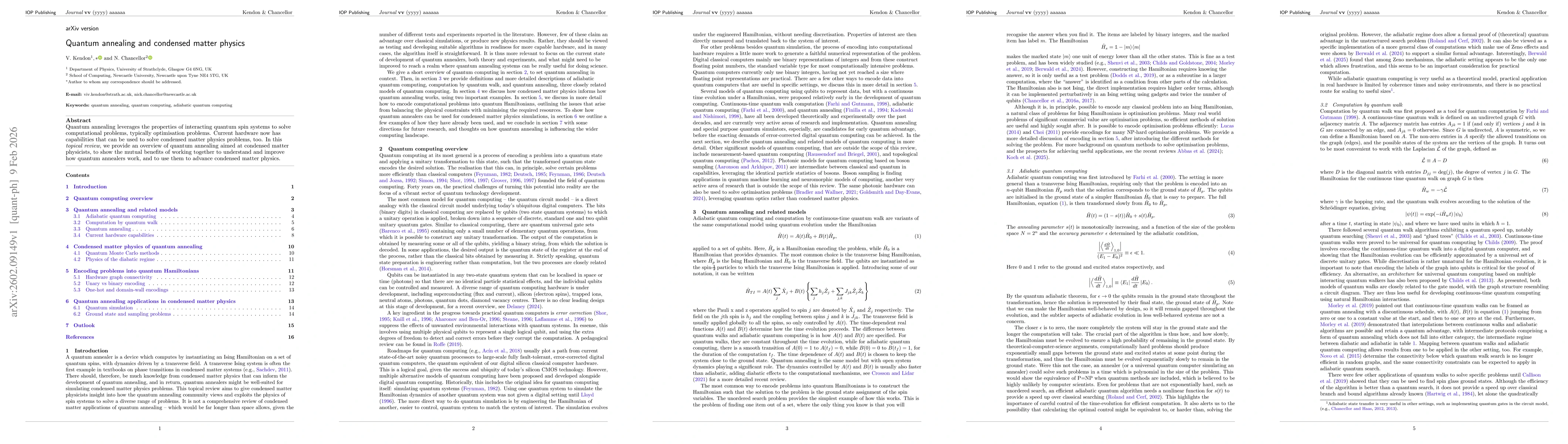 Thumbnail for Quantum annealing and condensed matter physics