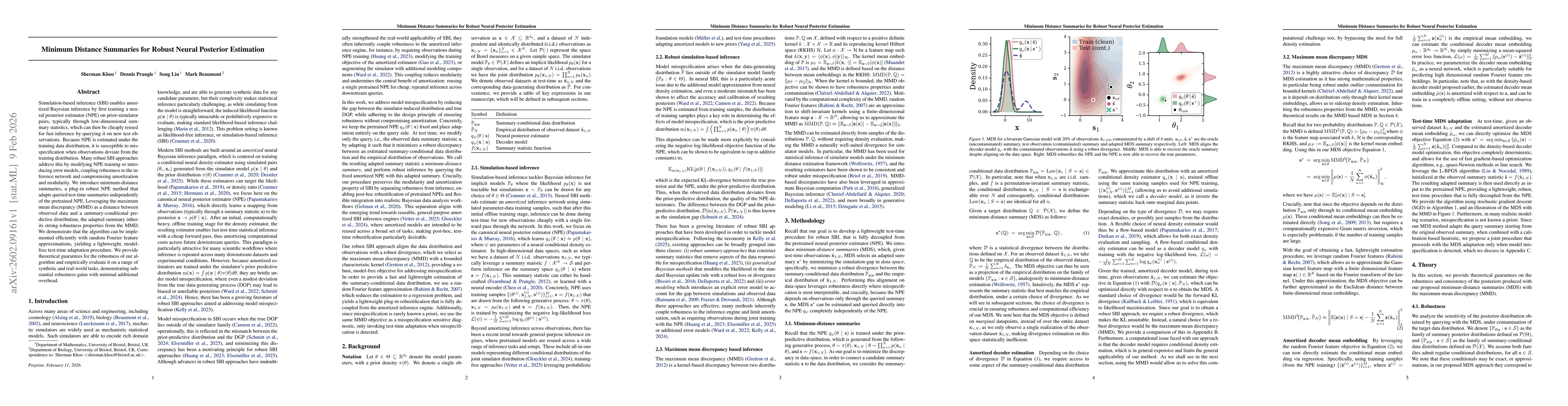 Thumbnail for Minimum Distance Summaries for Robust Neural Posterior Estimation