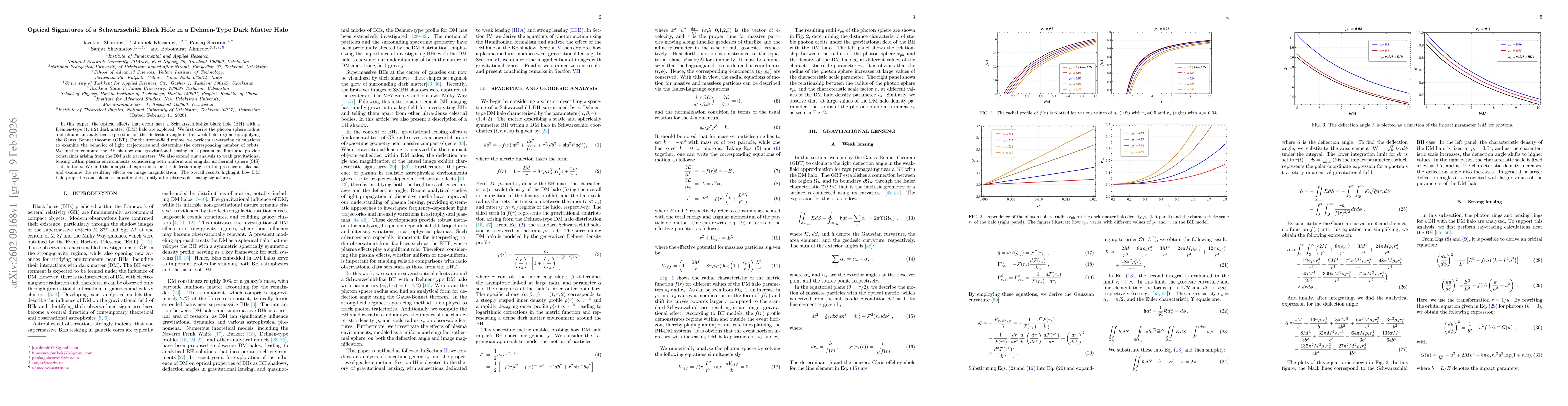 Thumbnail for Optical Signatures of a Schwarzschild Black Hole in a Dehnen-Type Dark Matter Halo