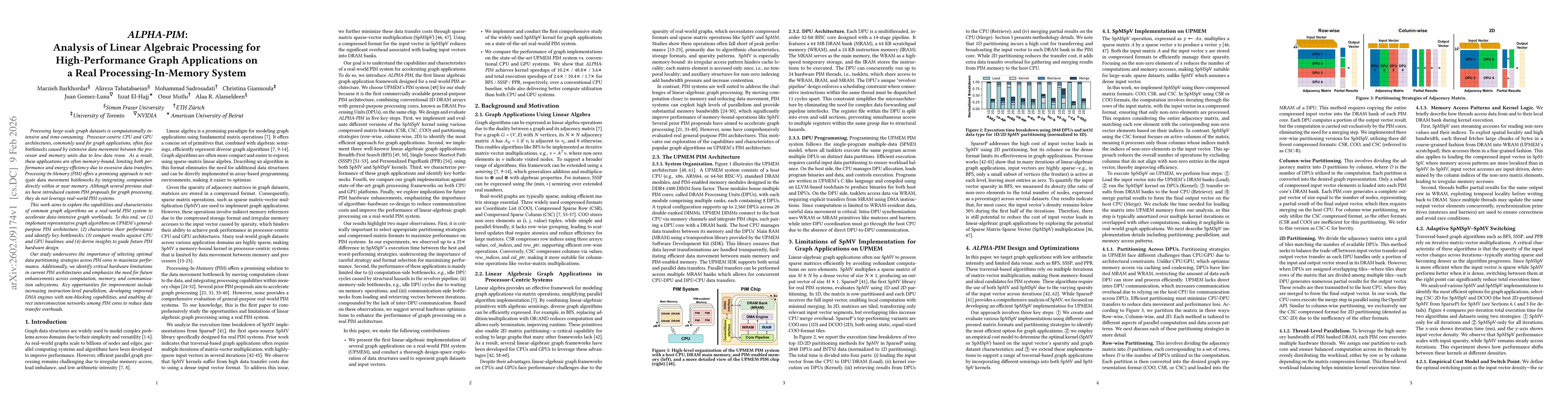 Thumbnail for ALPHA-PIM: Analysis of Linear Algebraic Processing for High-Performance Graph Applications on a Real Processing-In-Memory System
