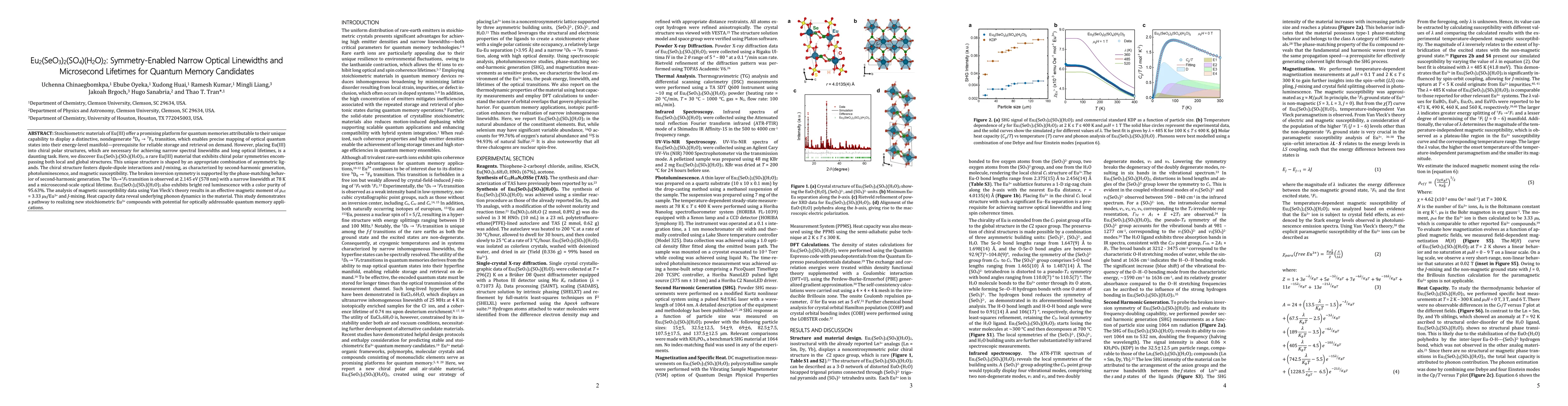 Thumbnail for Chiral Polar Eu2(SeO3)2(SO4)(H2O)2: A Pathway Toward Narrow Optical Linewidths and Microsecond Lifetimes for Quantum Memory Candidates