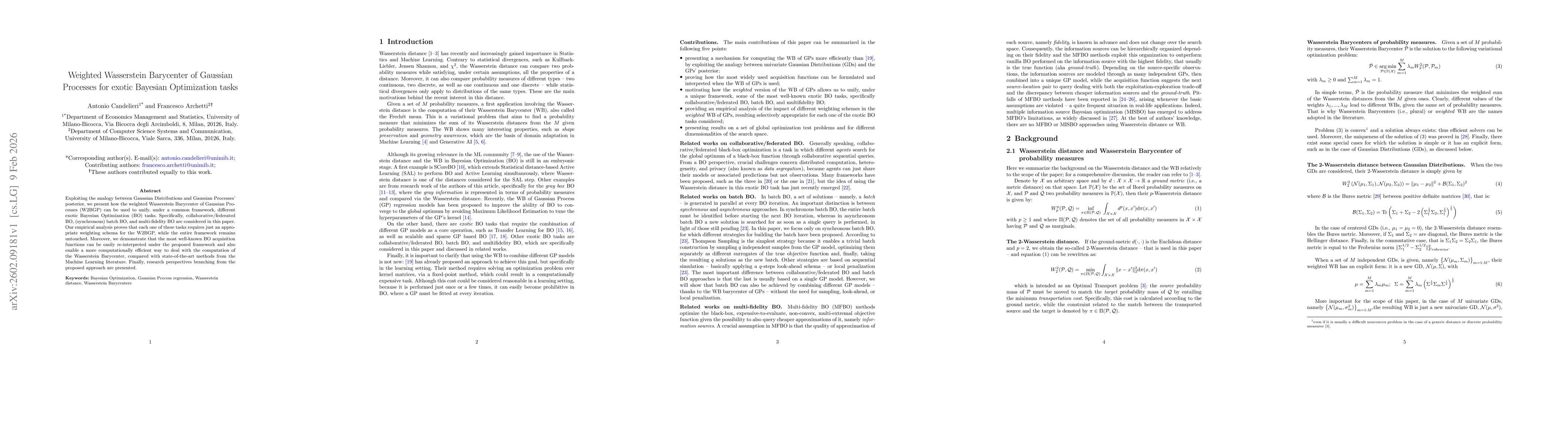 Thumbnail for Weighted Wasserstein Barycenter of Gaussian Processes for exotic Bayesian Optimization tasks