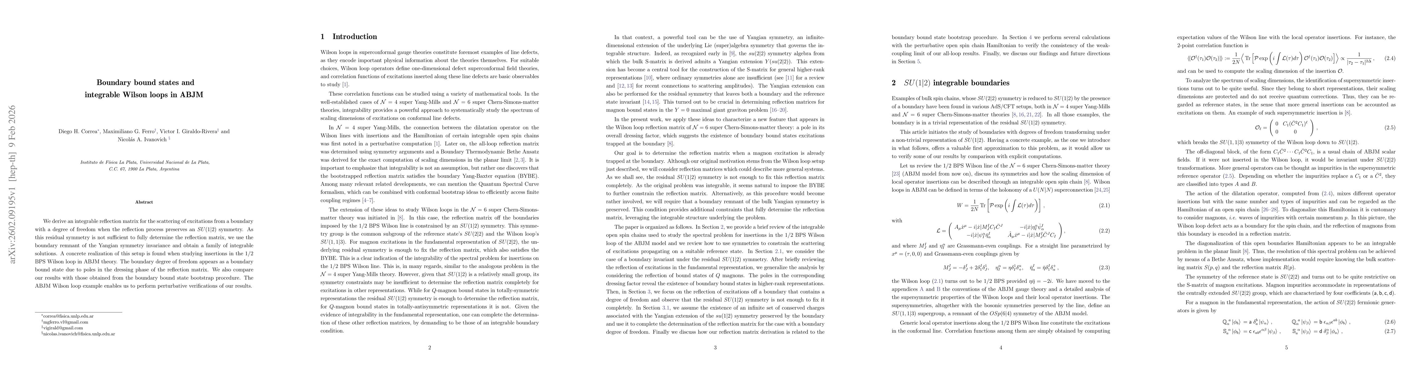Thumbnail for Boundary bound states and integrable Wilson loops in ABJM