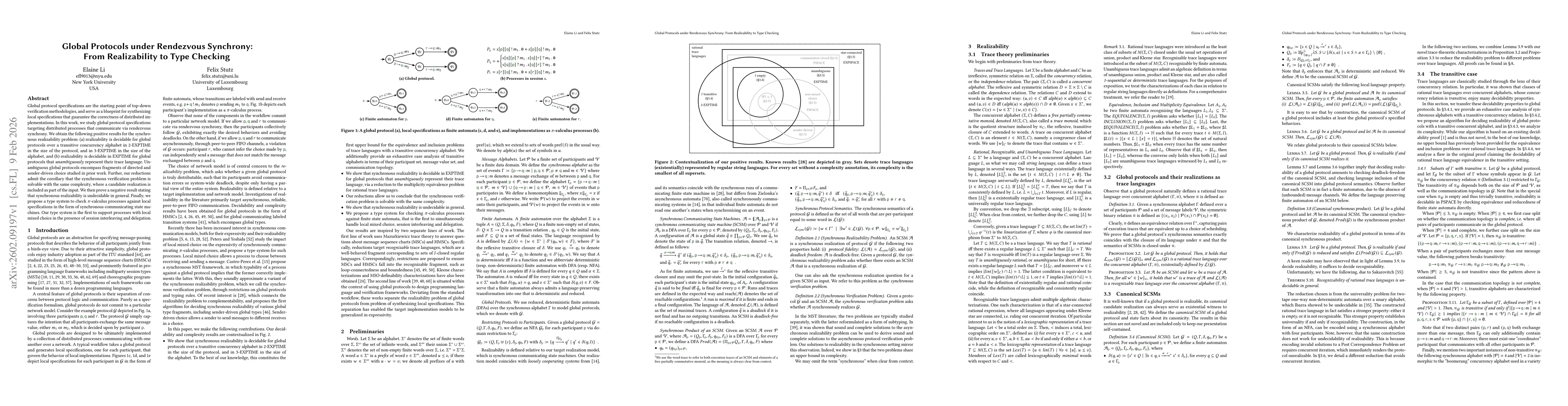 Thumbnail for Global Protocols under Rendezvous Synchrony: From Realizability to Type Checking