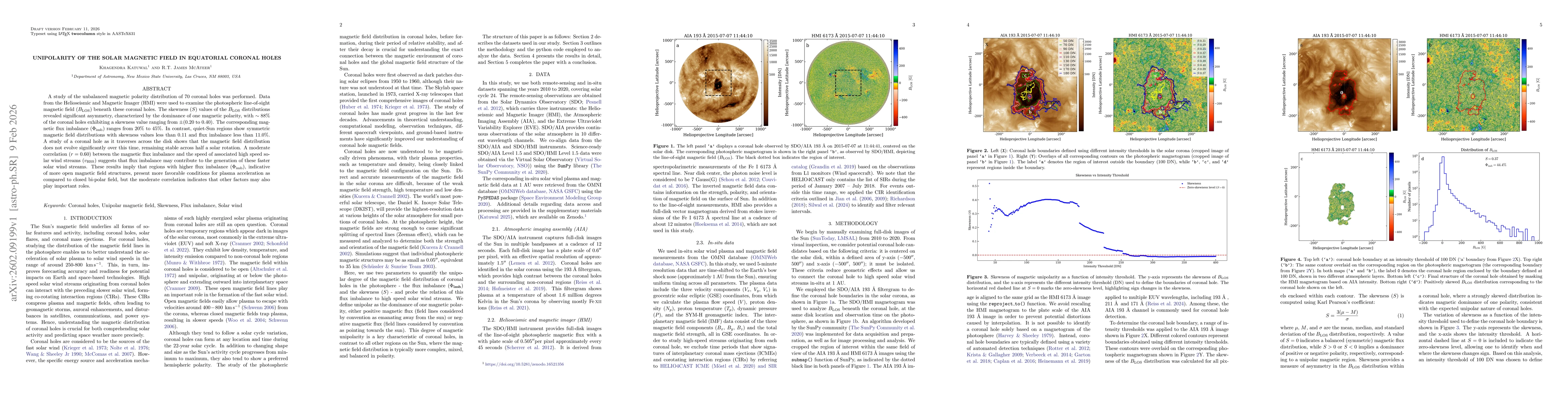 Thumbnail for Unipolarity of the solar magnetic field in equatorial coronal holes