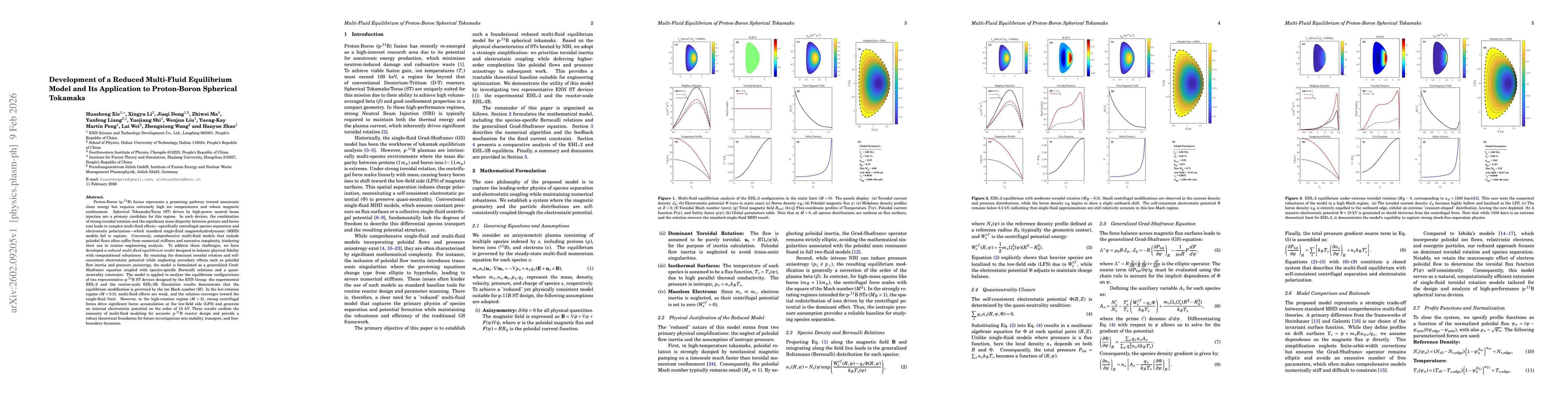 Thumbnail for Development of a Reduced Multi-Fluid Equilibrium Model and Its Application to Proton-Boron Spherical Tokamaks