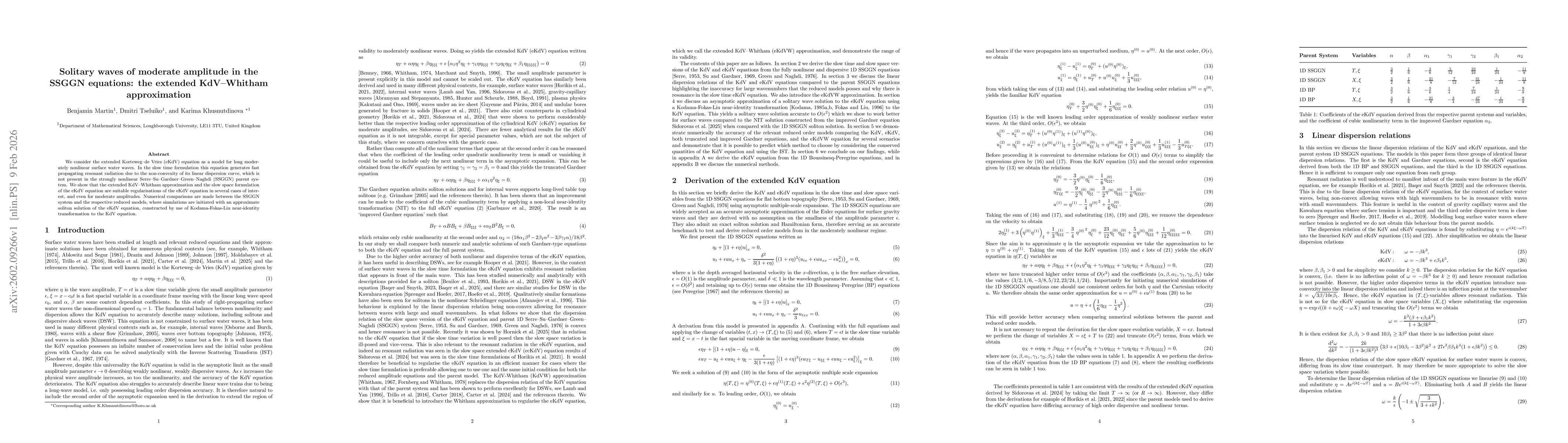 Thumbnail for Solitary waves of moderate amplitude in the SSGGN equations: the extended KdV-Whitham approximation