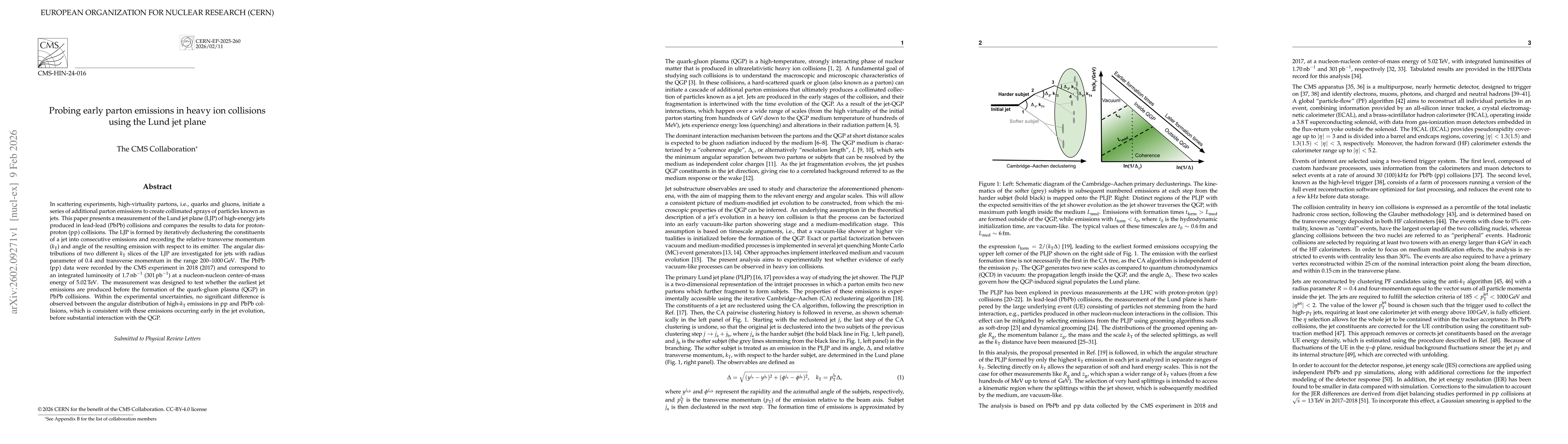 Thumbnail for Probing early parton emissions in heavy ion collisions using the Lund jet plane