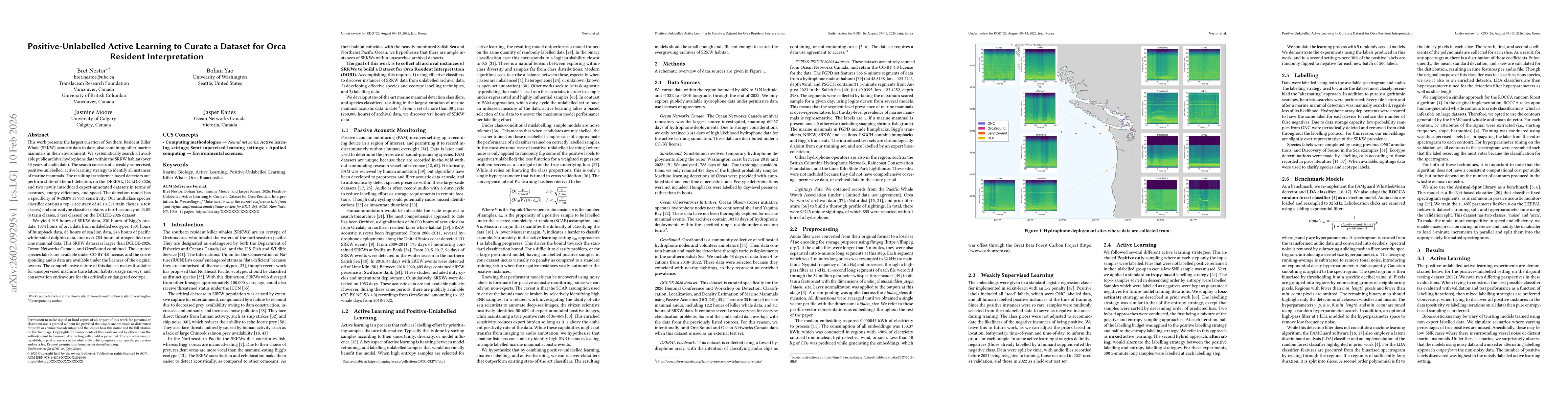 Thumbnail for Positive-Unlabelled Active Learning to Curate a Dataset for Orca Resident Interpretation